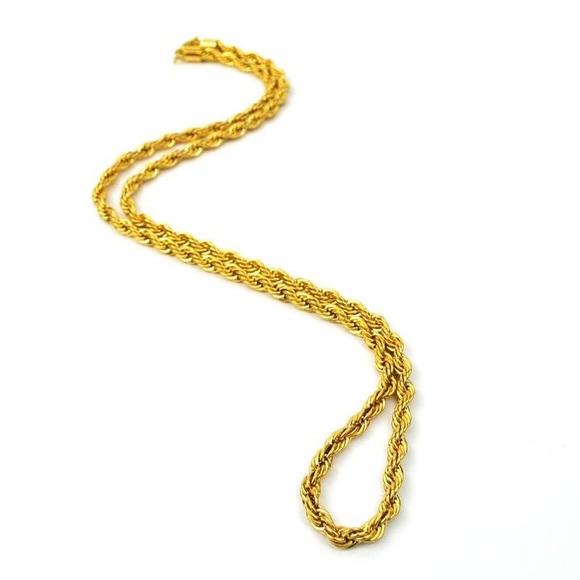Mens 18k Gold Stainless Steel Dookie Rope Chain - Picture 2 of 3